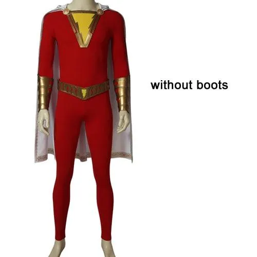 2019 Shazam Movie Custom Made Complete Shazam Cosplay Costume | With or Without Boots | or Cape Only - Free Shipping