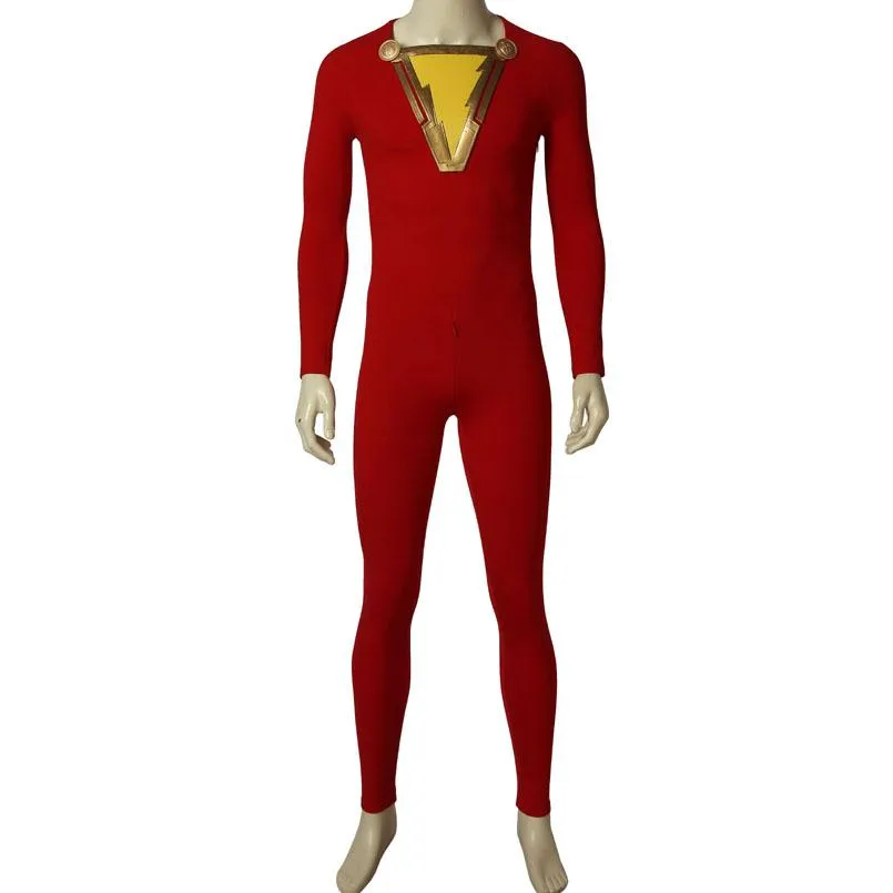 2019 Shazam Movie Custom Made Complete Shazam Cosplay Costume | With or Without Boots | or Cape Only - Free Shipping