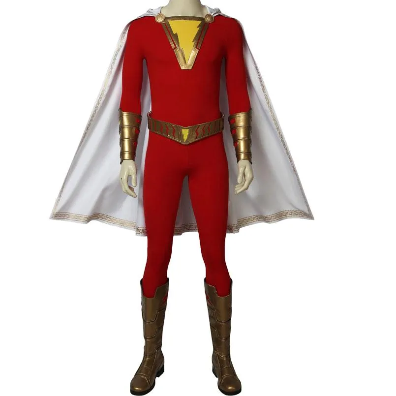 2019 Shazam Movie Custom Made Complete Shazam Cosplay Costume | With or Without Boots | or Cape Only - Free Shipping