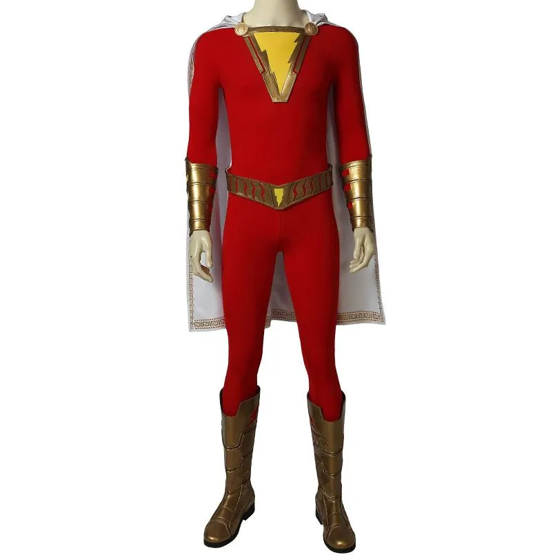 2019 Shazam Movie Custom Made Complete Shazam Cosplay Costume | With or Without Boots | or Cape Only - Free Shipping