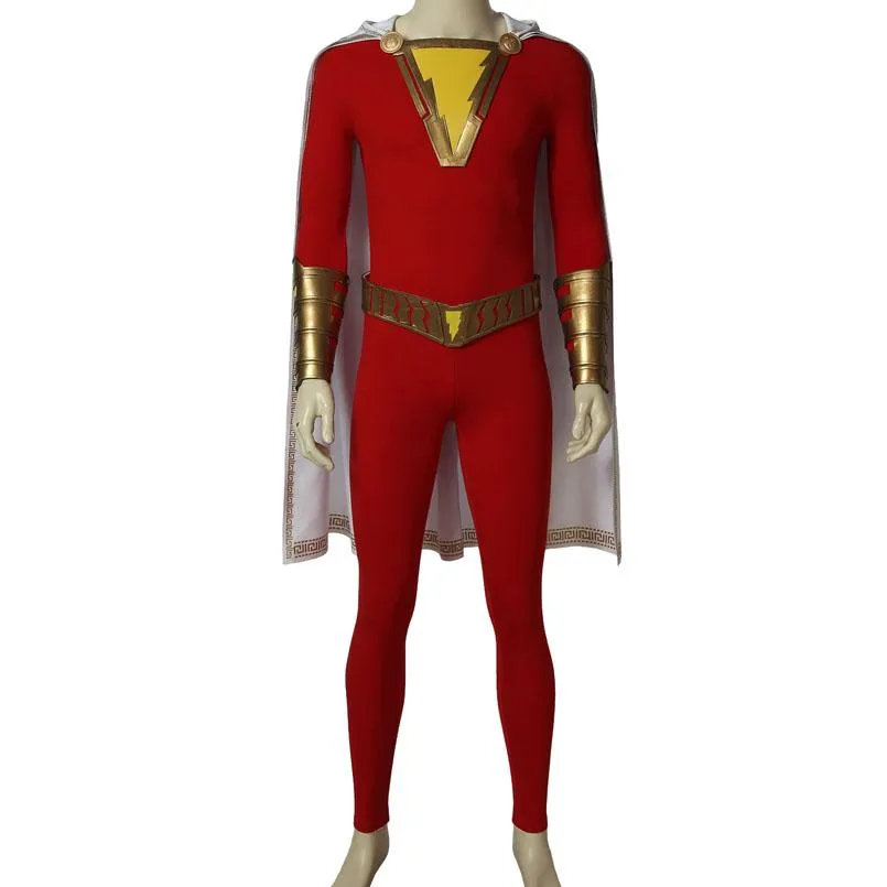 2019 Shazam Movie Custom Made Complete Shazam Cosplay Costume | With or Without Boots | or Cape Only - Free Shipping