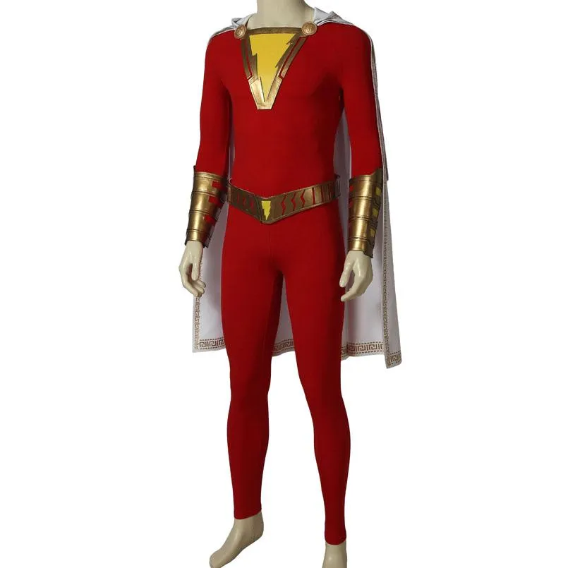 2019 Shazam Movie Custom Made Complete Shazam Cosplay Costume | With or Without Boots | or Cape Only - Free Shipping