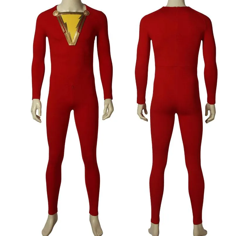 2019 Shazam Movie Custom Made Complete Shazam Cosplay Costume | With or Without Boots | or Cape Only - Free Shipping