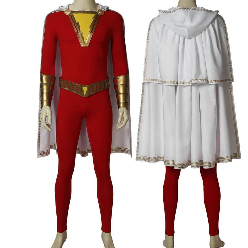 2019 Shazam Movie Custom Made Complete Shazam Cosplay Costume | With or Without Boots | or Cape Only - Free Shipping