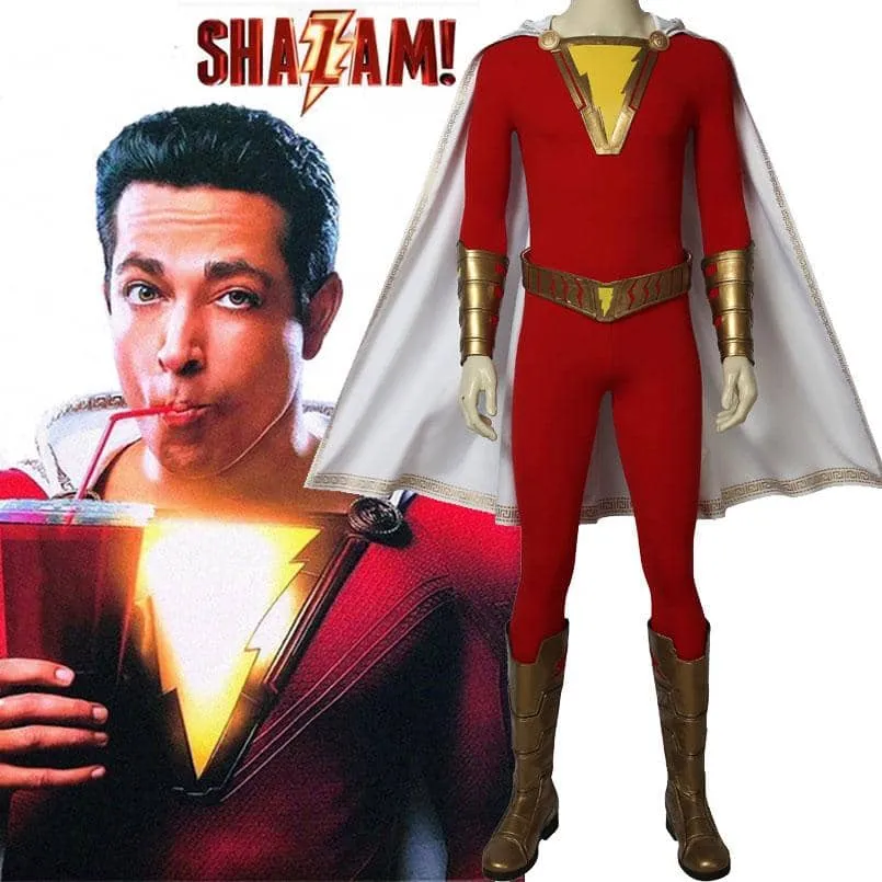 2019 Shazam Movie Custom Made Shazam Cosplay Costume Boots | Belt | Wrist Supporters - Free Shipping