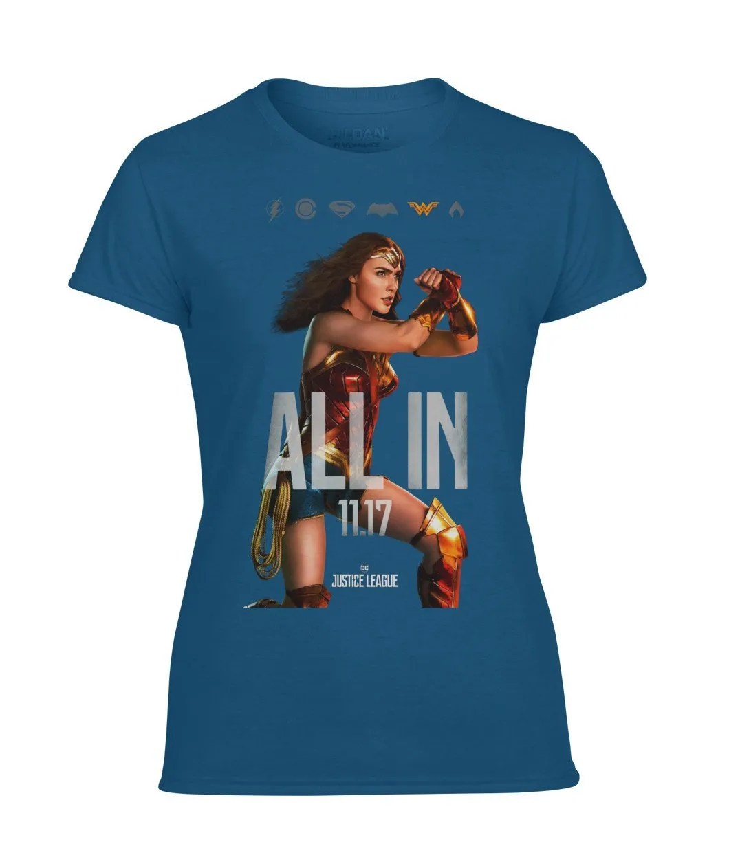 ALL IN Wonder Woman Justice League Premium Performance Womens T-Shirt