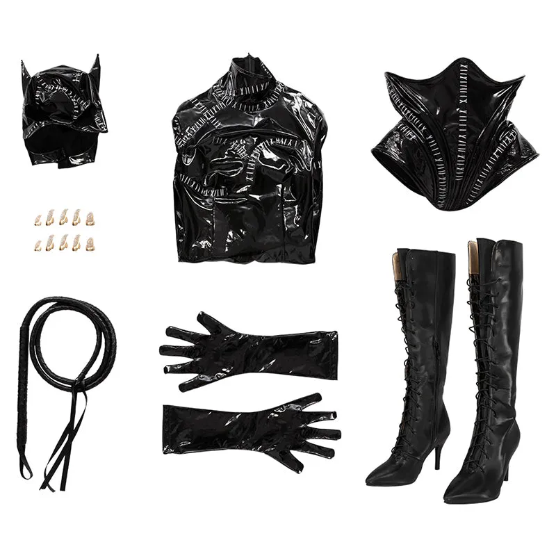 Batman Returns 1992 Catwoman Cosplay Costume Michelle Pfeiffer Catwoman Leather Bodysuit Outfit