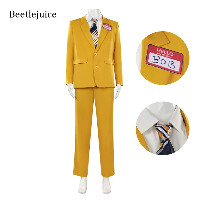 Beetlejuice Yellow Suit 2024 Bob Cosplay Costume Halloween Outfit