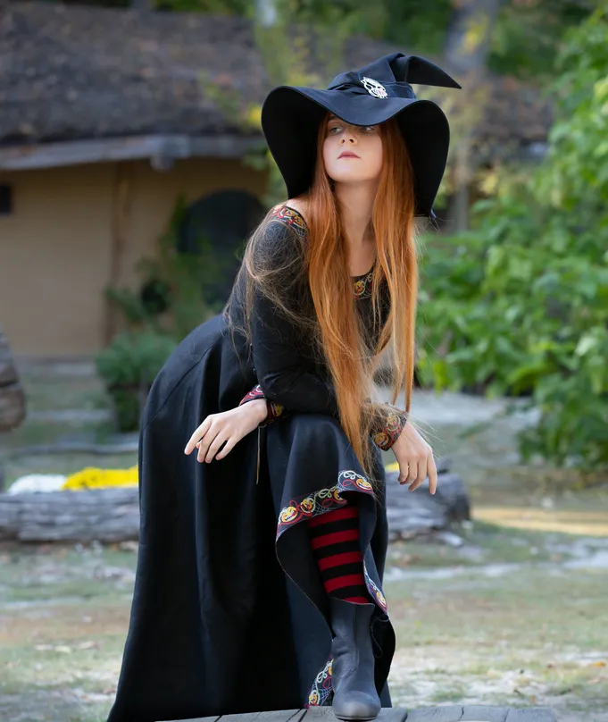 Black Witch Dress "Wild Pumpkins"
