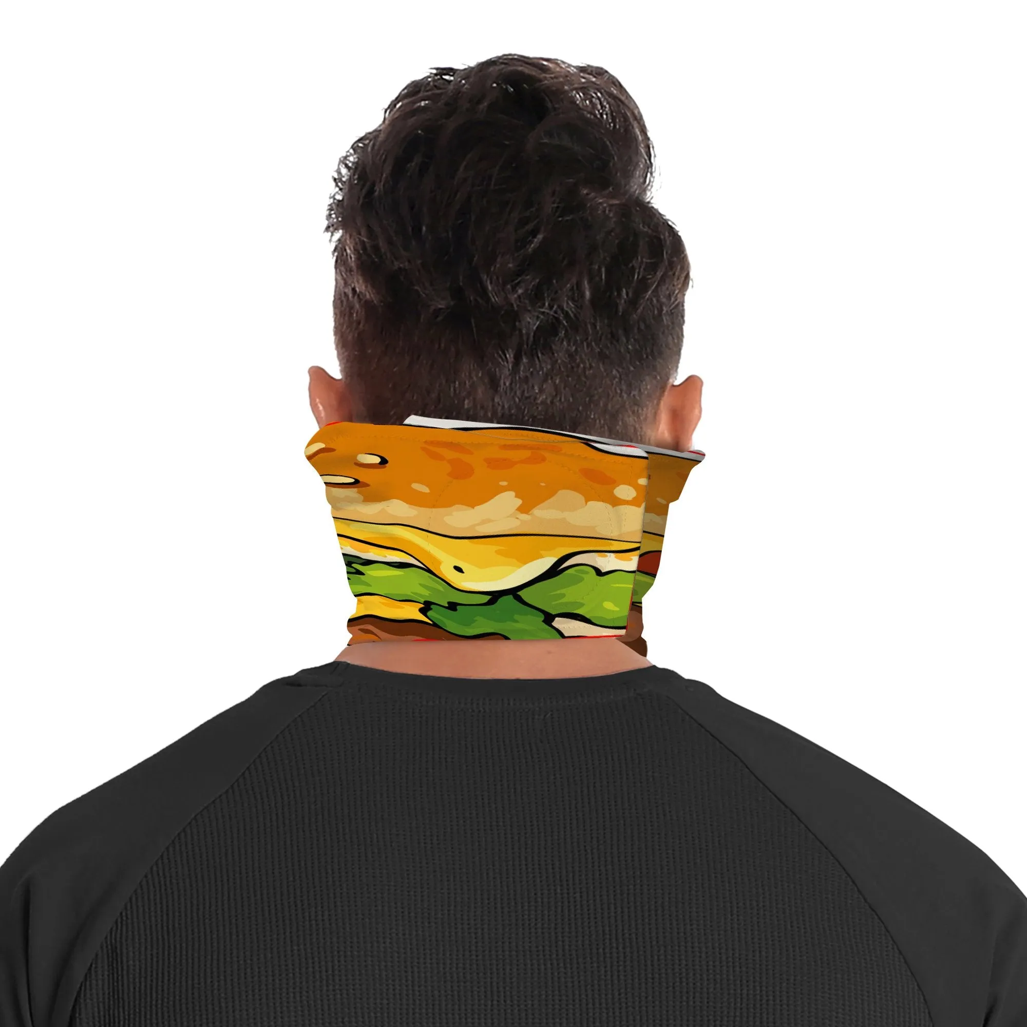 Burger Face Mask Bandana Scarf Cover | 2x - 50x Disposable Five Layer Filter Pads Available