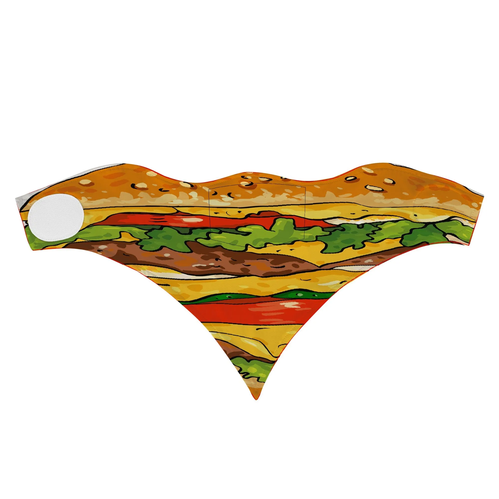 Burger Face Mask Bandana Scarf Cover | 2x - 50x Disposable Five Layer Filter Pads Available