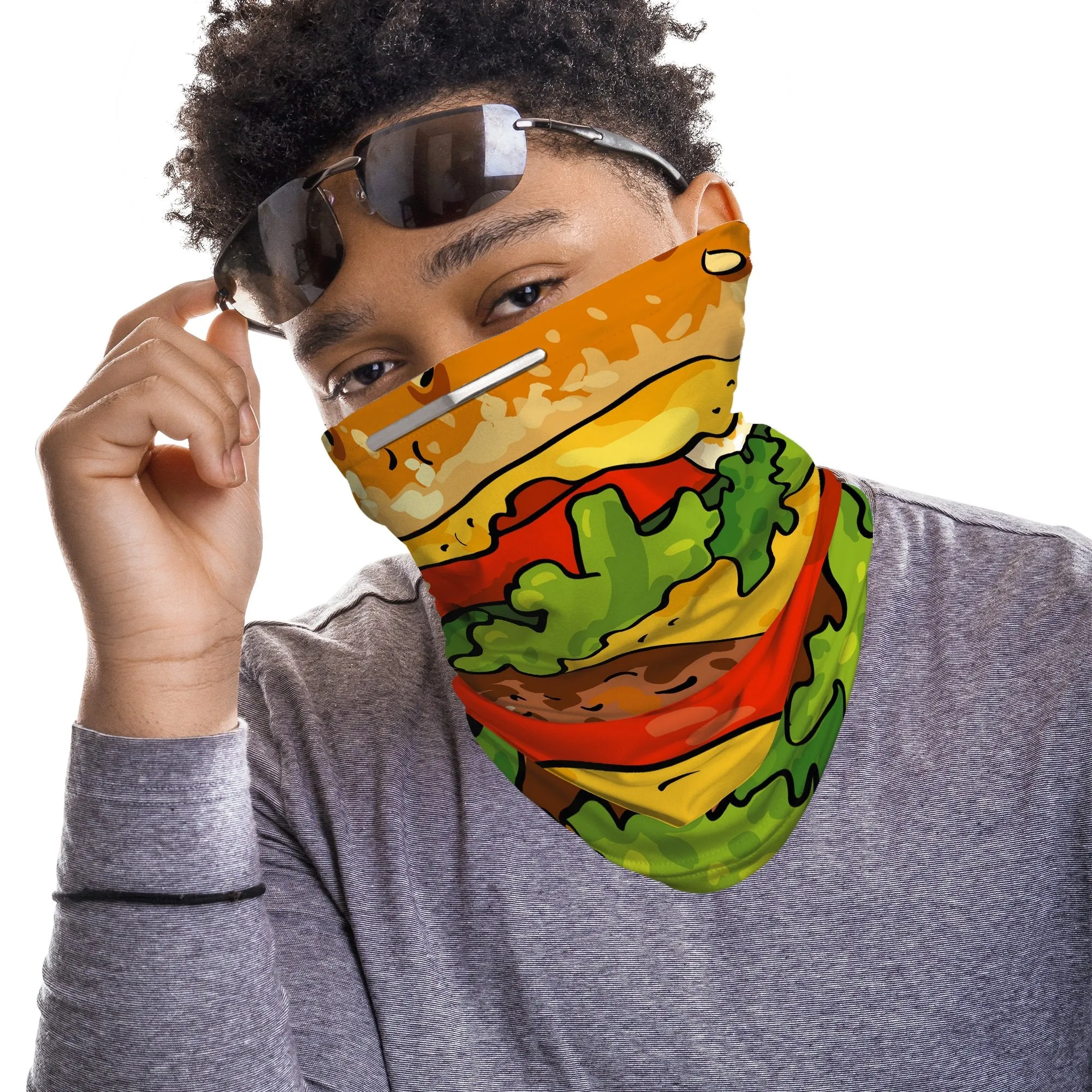 Burger Snood Face Mask Balaclava Scarf Cover | 2x - 50x Disposable Five Layer Filter Pads Available