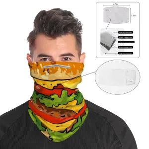Burger Snood Face Mask Balaclava Scarf Cover | 2x - 50x Disposable Five Layer Filter Pads Available