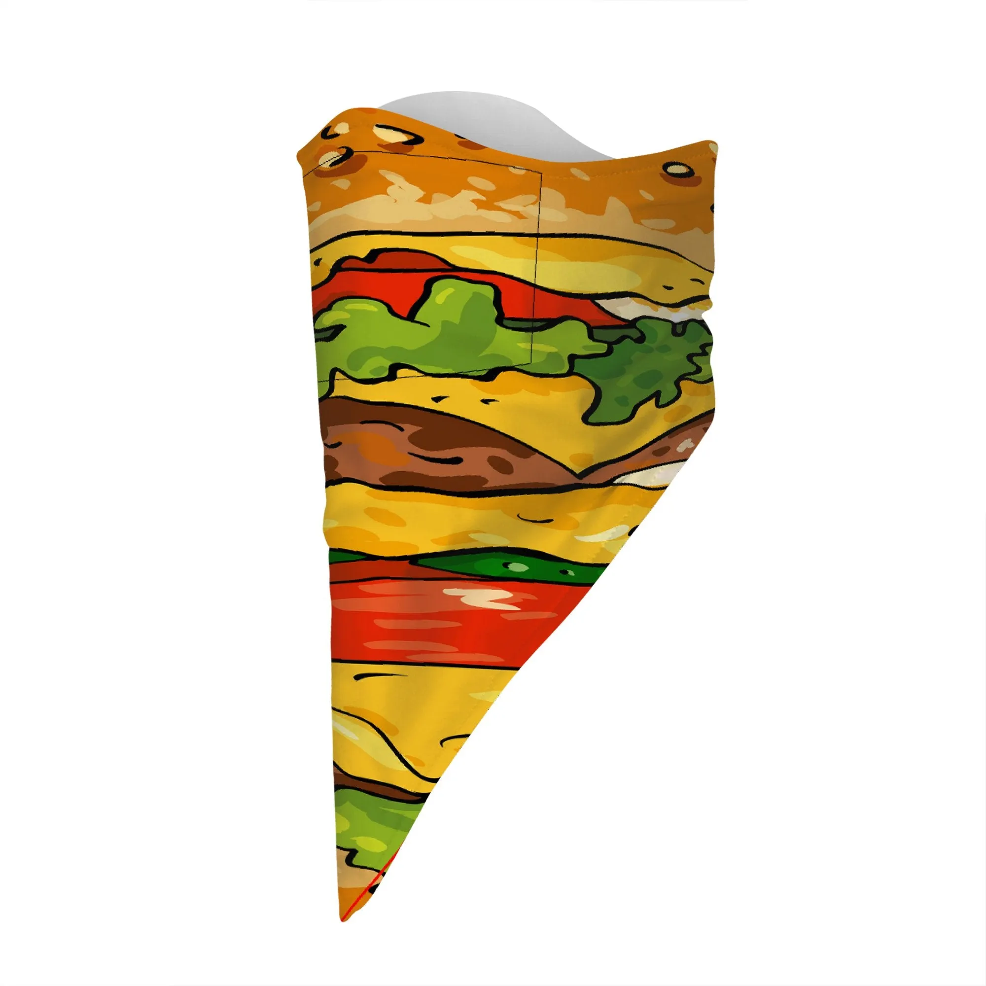 Children's Burger Face Mask Bandana Scarf Cover | 2x - 50x Disposable Five Layer Filter Pads Available