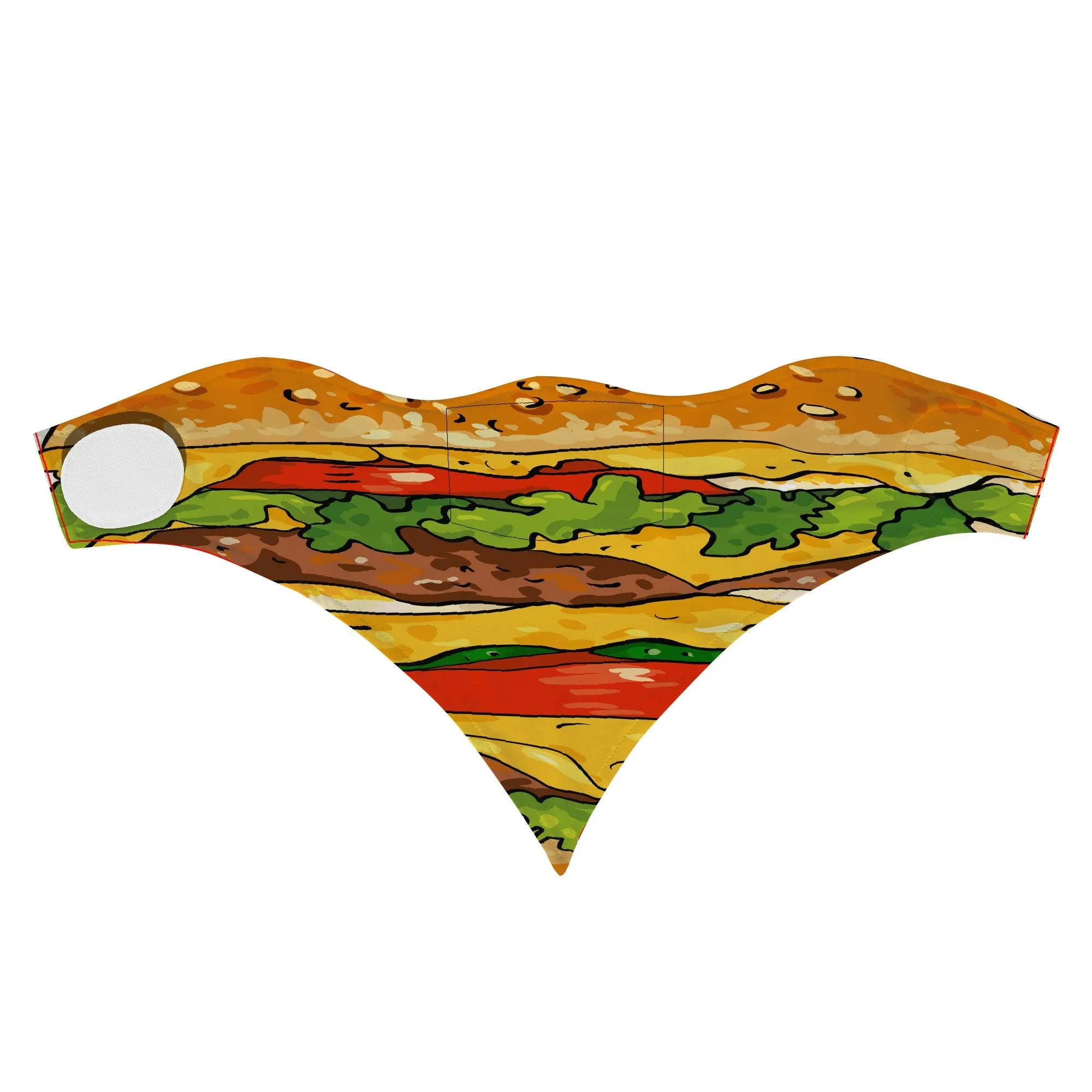 Children's Burger Face Mask Bandana Scarf Cover | 2x - 50x Disposable Five Layer Filter Pads Available