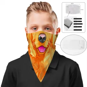 Children's Dog Bandana Face Mask Scarf Cover | 2x - 50x Disposable Five Layer Filter Pads Available