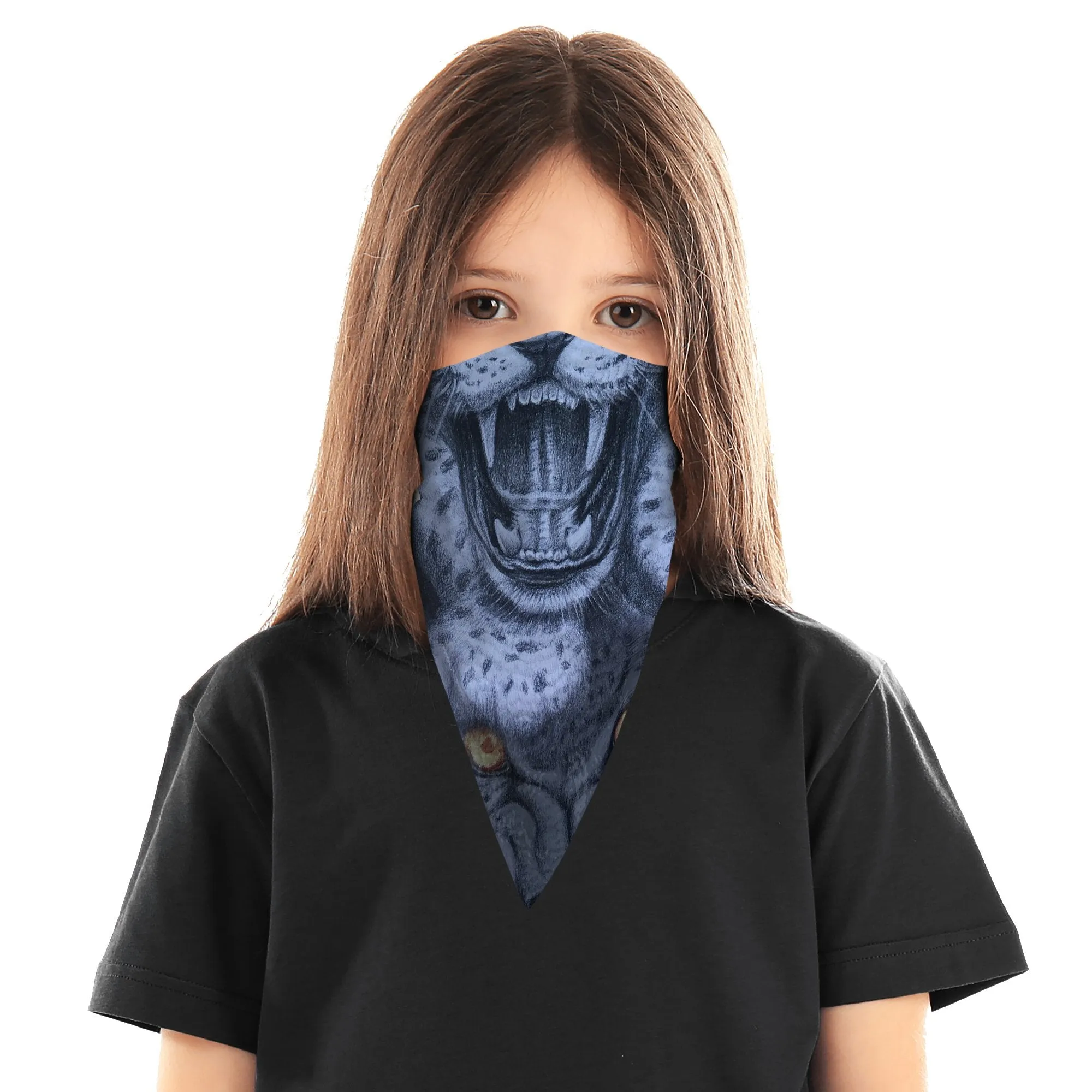 Children's Roaring Leopard Bandana Face Mask Cover | 2x - 50x Disposable Five Layer Filter Pads Available