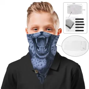 Children's Roaring Leopard Bandana Face Mask Cover | 2x - 50x Disposable Five Layer Filter Pads Available
