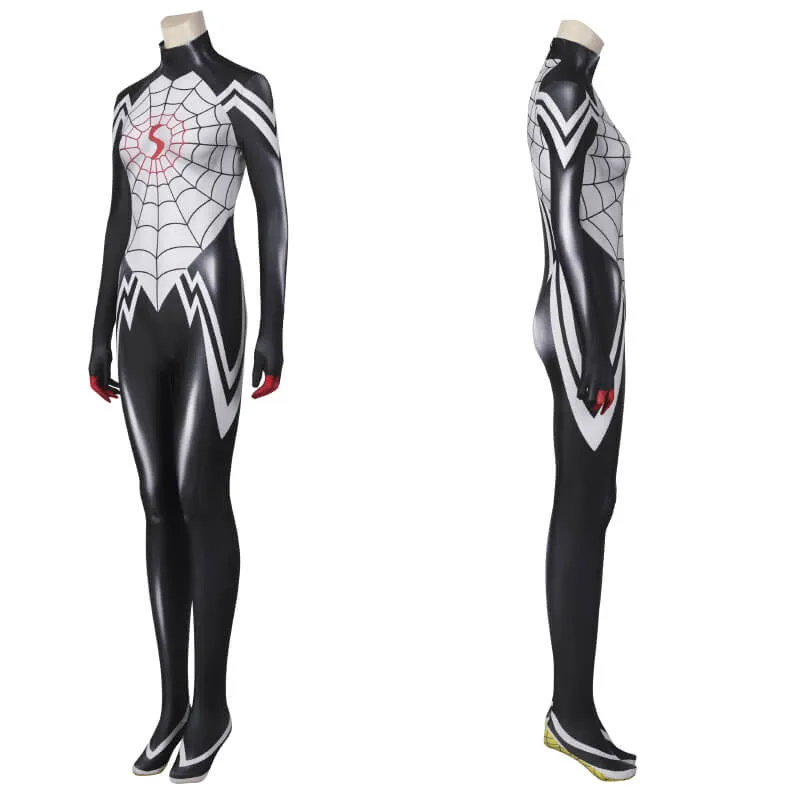 Cindy Moon Silk Costume Spider-Man Bodysuit Cosplay Jumpsuit for Women Halloween Carnival Suit