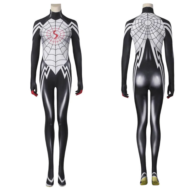 Cindy Moon Silk Costume Spider-Man Bodysuit Cosplay Jumpsuit for Women Halloween Carnival Suit