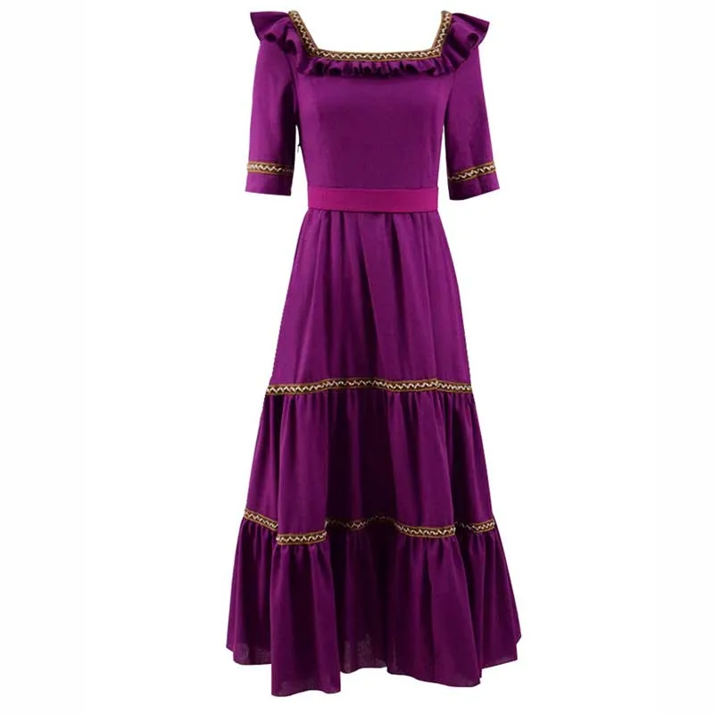 Coco 2017 Movie Mama Imelda Purple Dress Women Halloween Cosplay Costume