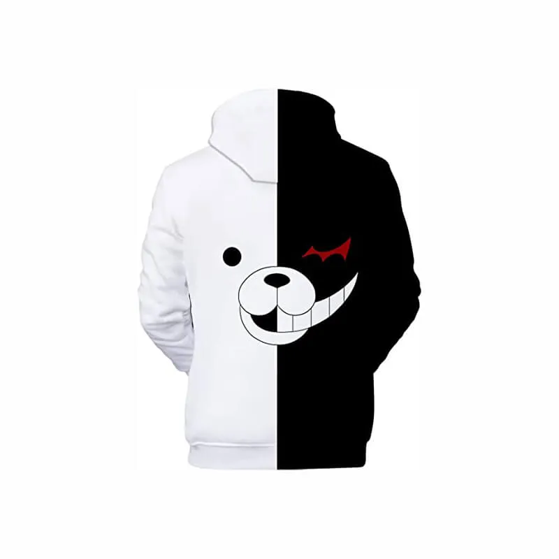 Danganronpa Monokuma Print Hoodies Jacket Black White Bear Cosplay Costume