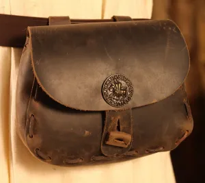 Distressed Brown Leather Bag Templar's Seal