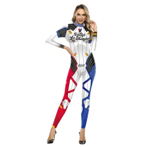 D.VA Skin Harley Quinn 3D Print Bodysuit Long Sleeve Cosplay Costume Jumpsuit