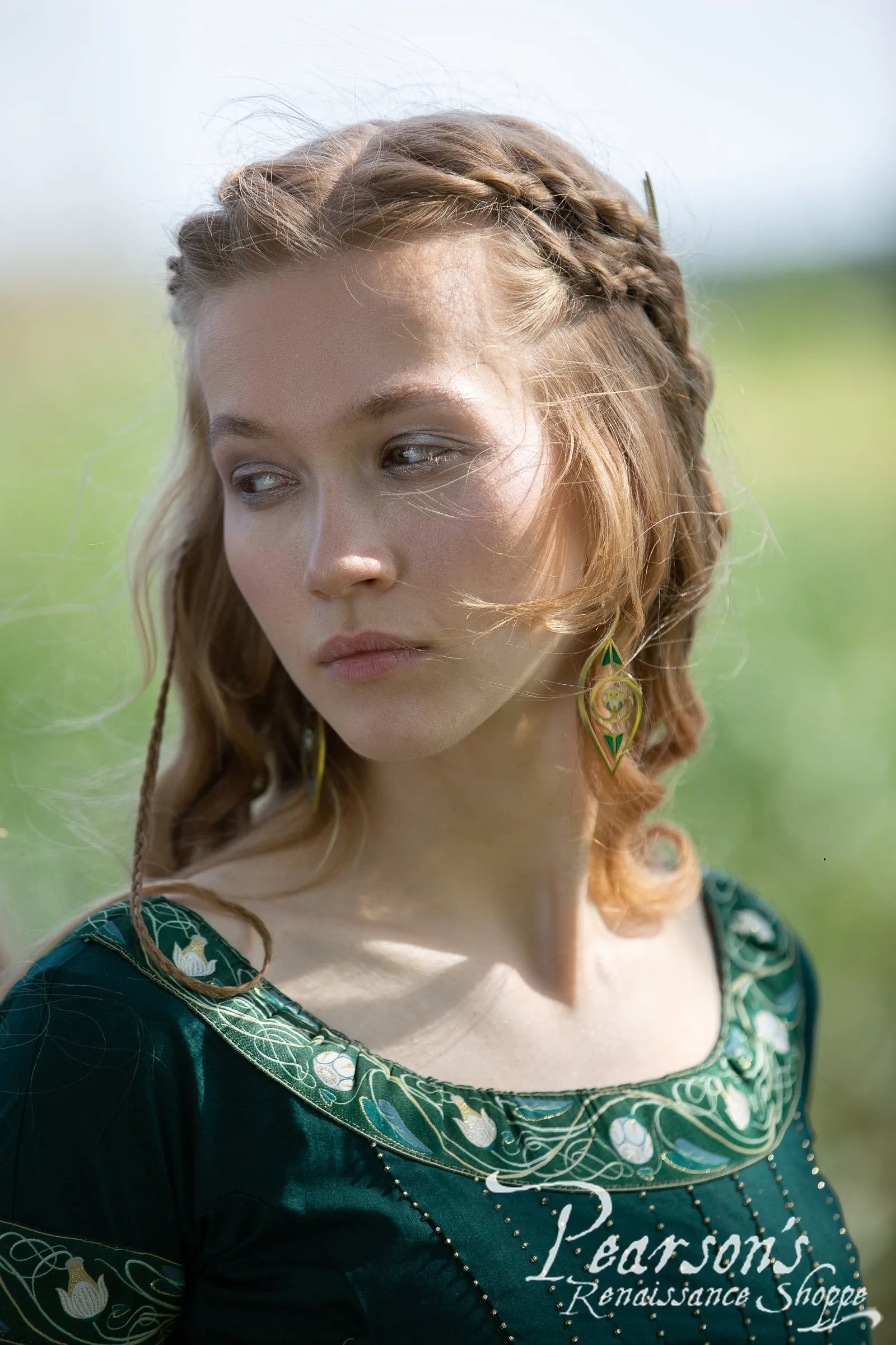 Fantasy Elven Dress with Long Flowing Sleeves