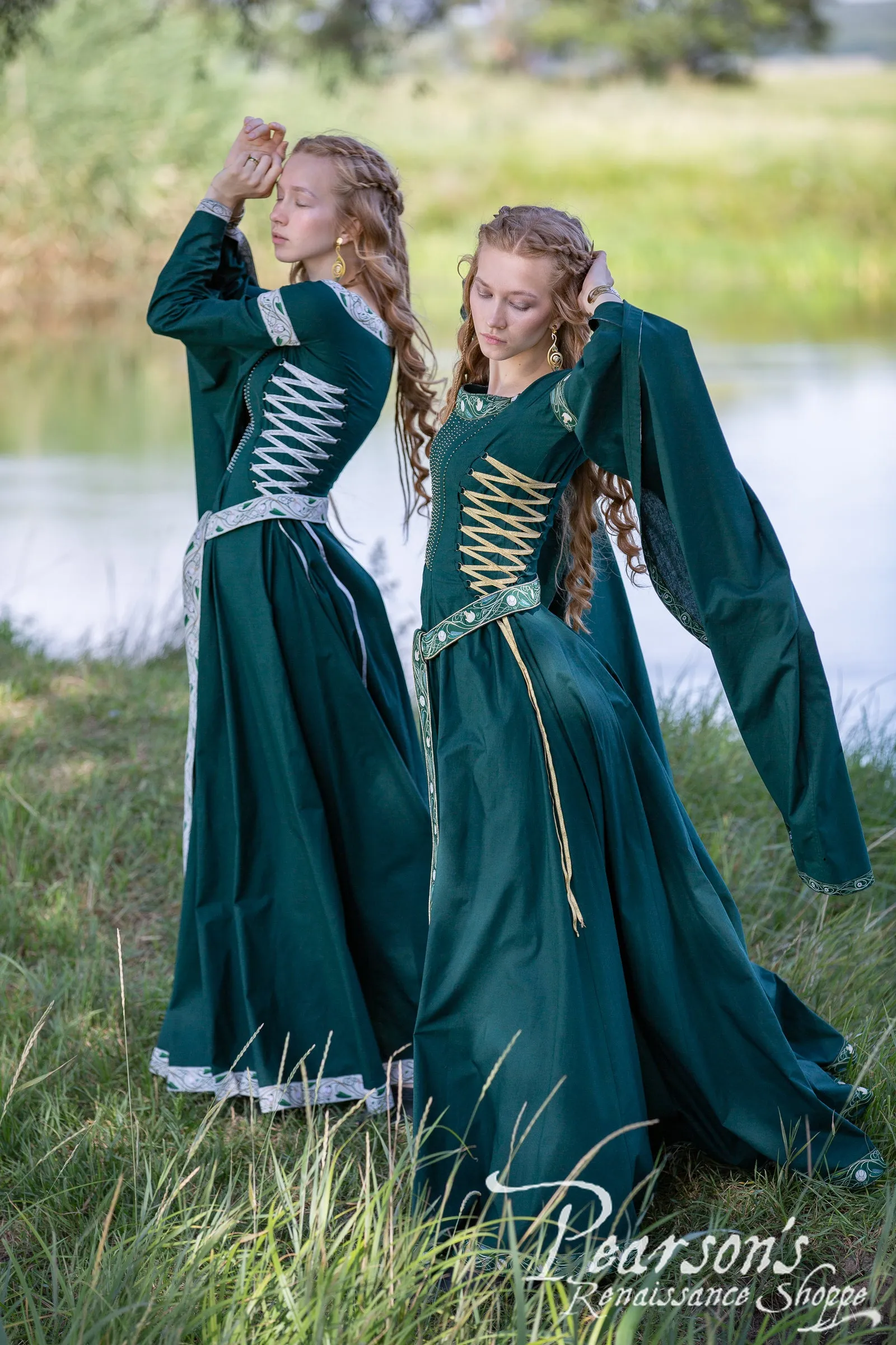 Fantasy Elven Dress with Long Flowing Sleeves