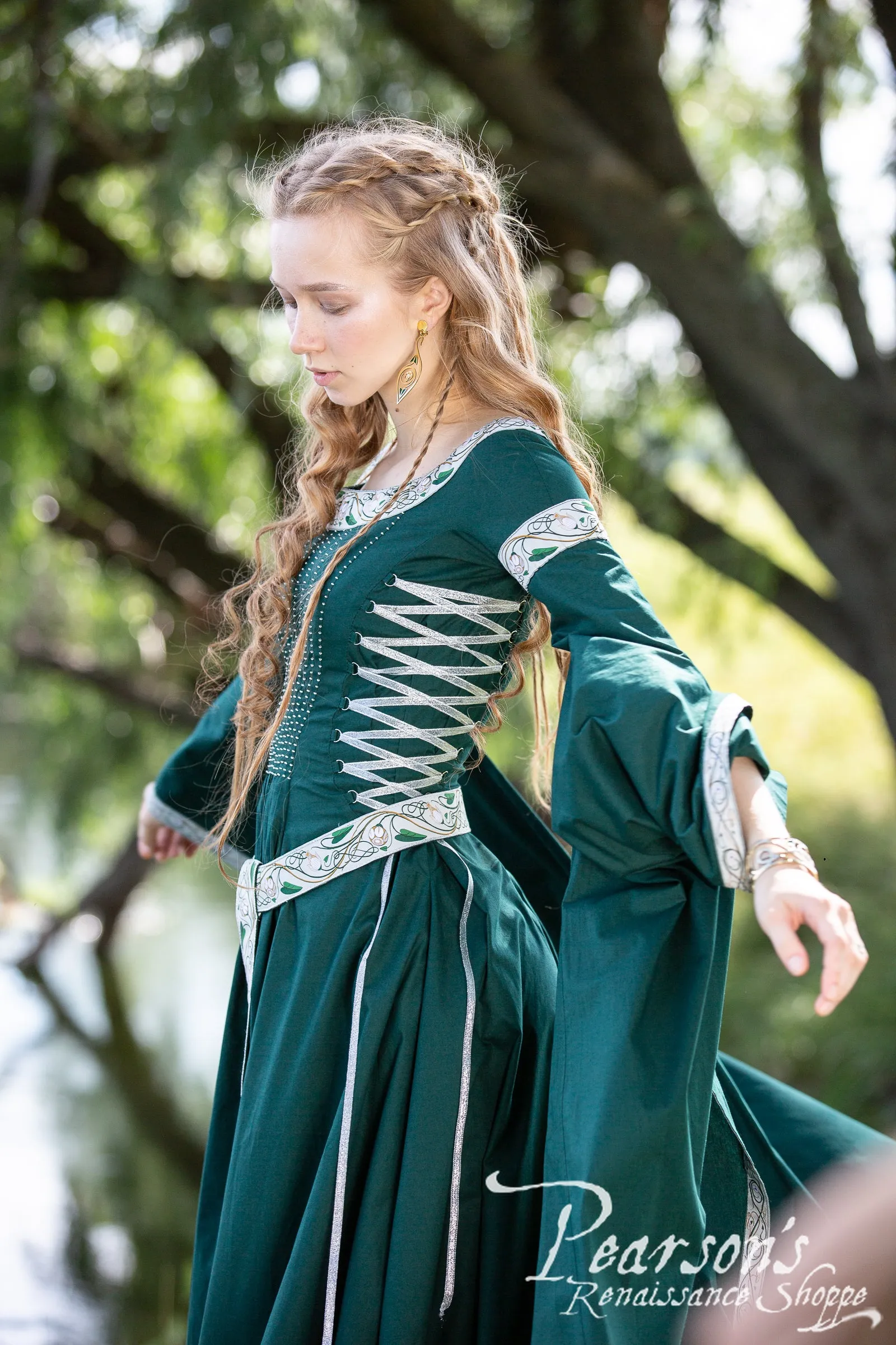 Fantasy Elven Dress with Long Flowing Sleeves