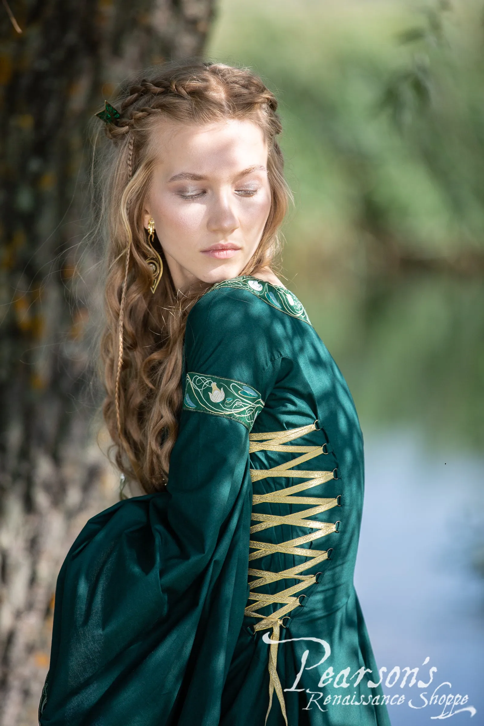 Fantasy Elven Dress with Long Flowing Sleeves