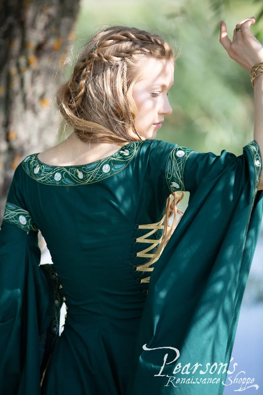 Fantasy Elven Dress with Long Flowing Sleeves