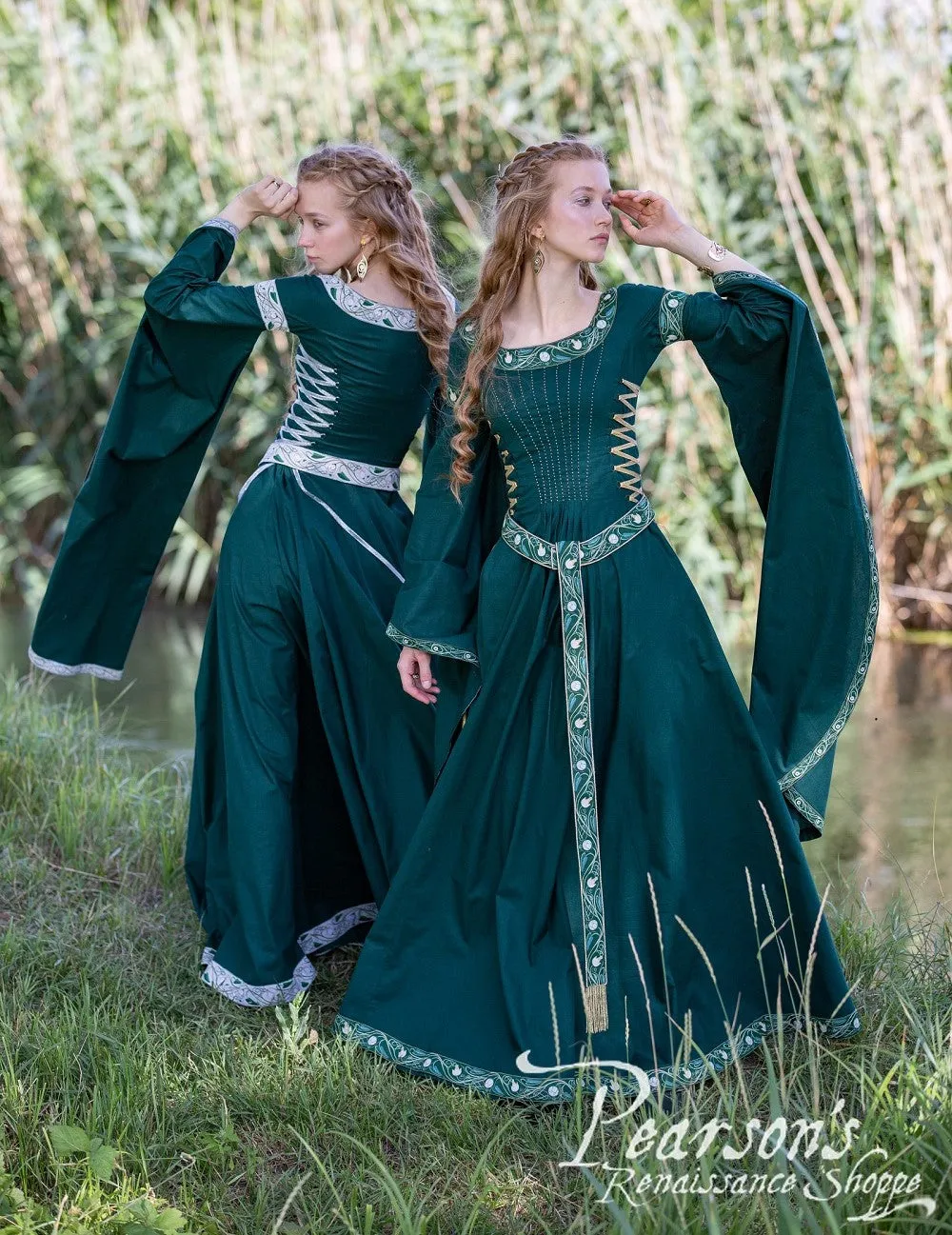 Fantasy Elven Dress with Long Flowing Sleeves
