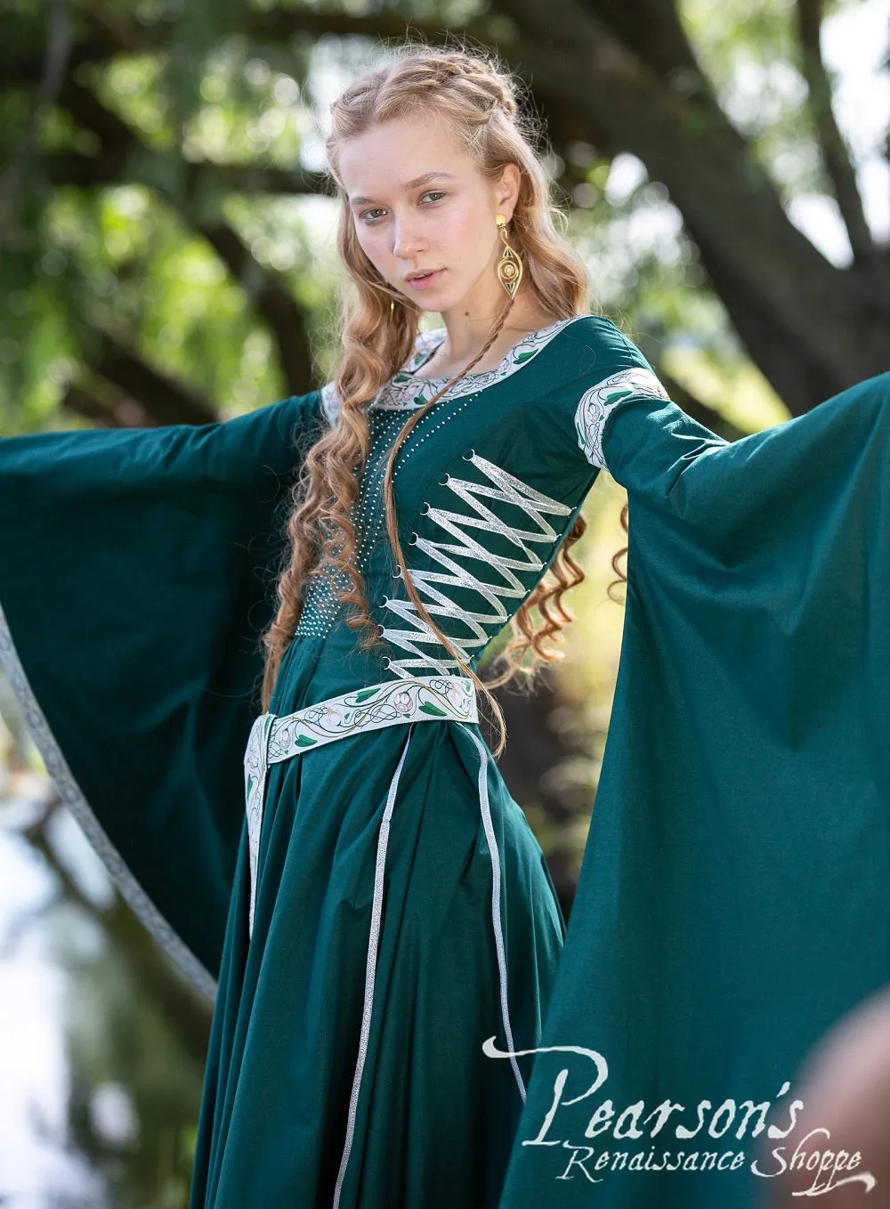 Fantasy Elven Dress with Long Flowing Sleeves