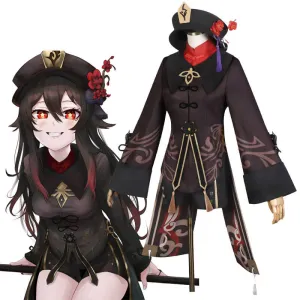 Game Genshin Impact Hu Tao Cosplay Costume Full Set Halloween Outfit