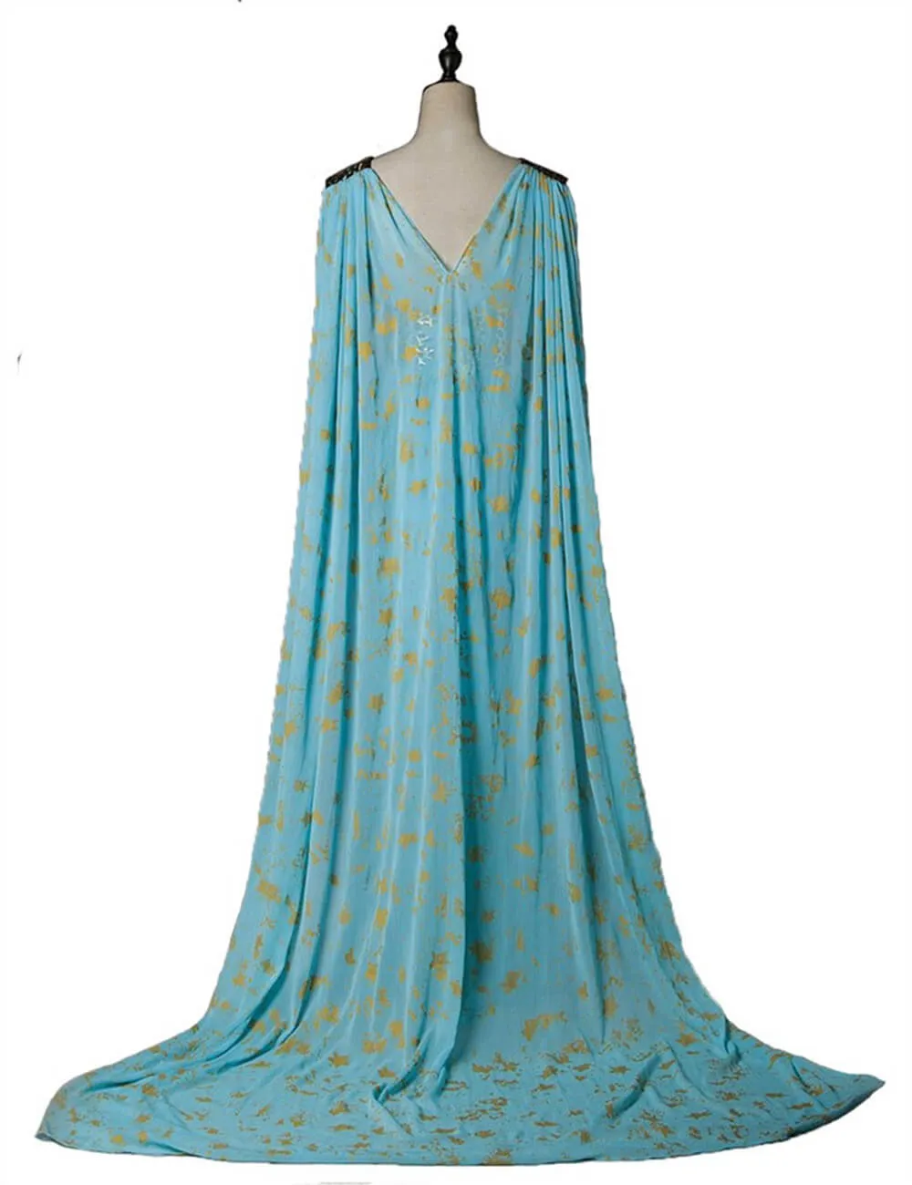 Game of Thrones Queen Daenerys Targaryen Cospaly Blue Long Dress Cape Costume
