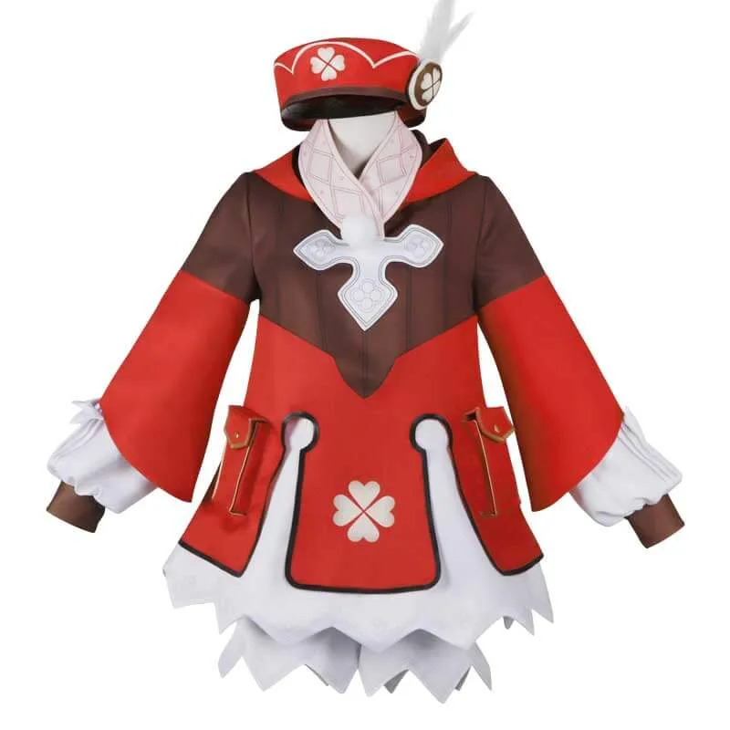 Genshin Impact Cosplay Klee Cosplay Costume Snowflake Red Coat Cute Outfit