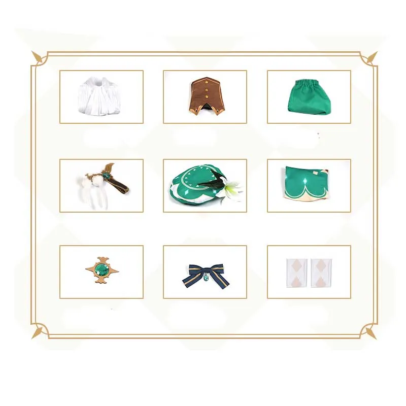 Genshin Impact Cosplay Venti Cosplay Costume Gradient Full Set Green Suit
