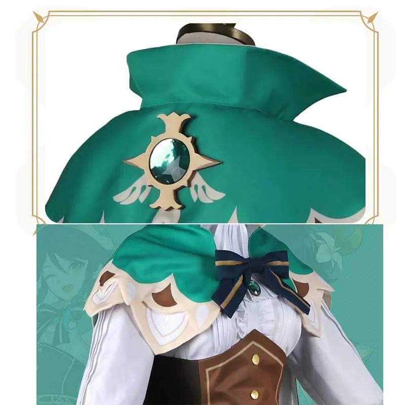 Genshin Impact Cosplay Venti Cosplay Costume Gradient Full Set Green Suit