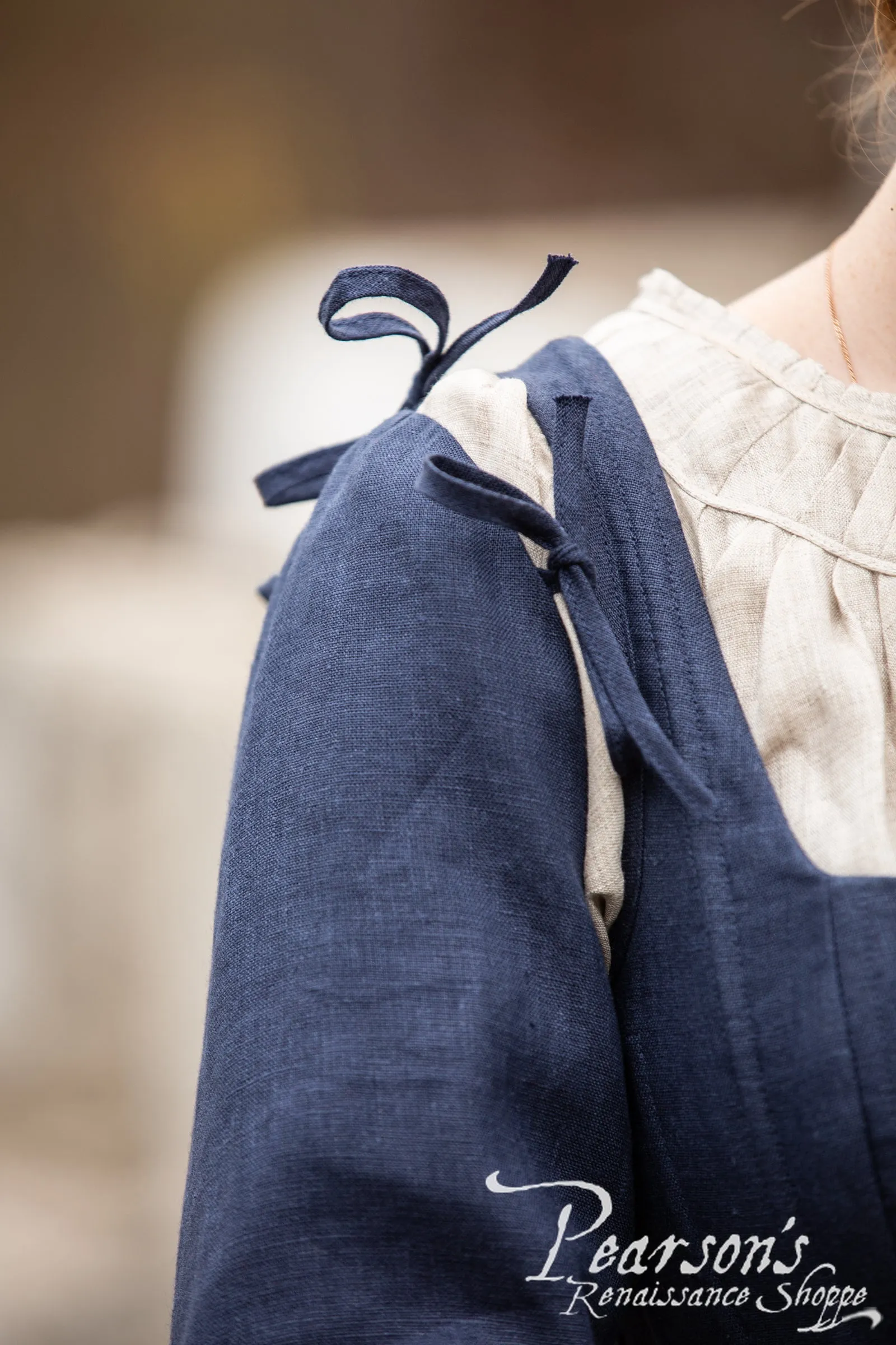 German Rose Linen Boned Medieval Dress