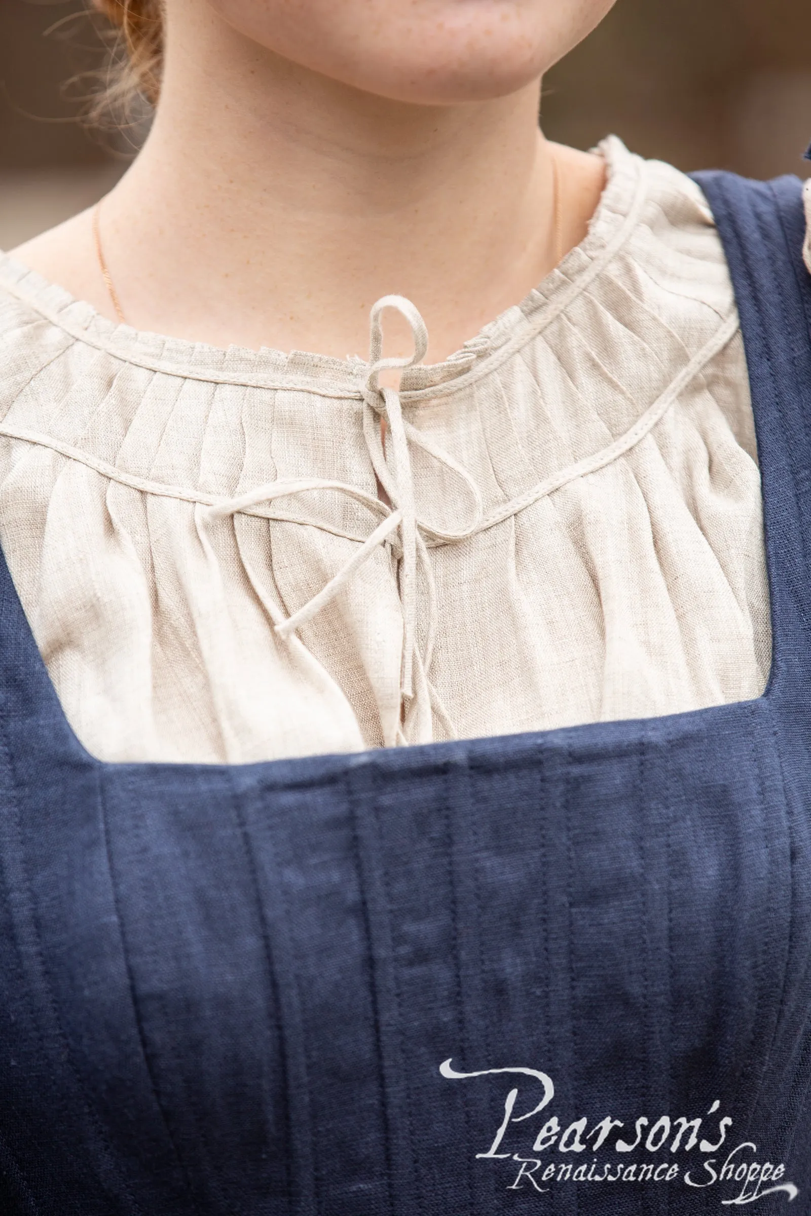 German Rose Linen Boned Medieval Dress