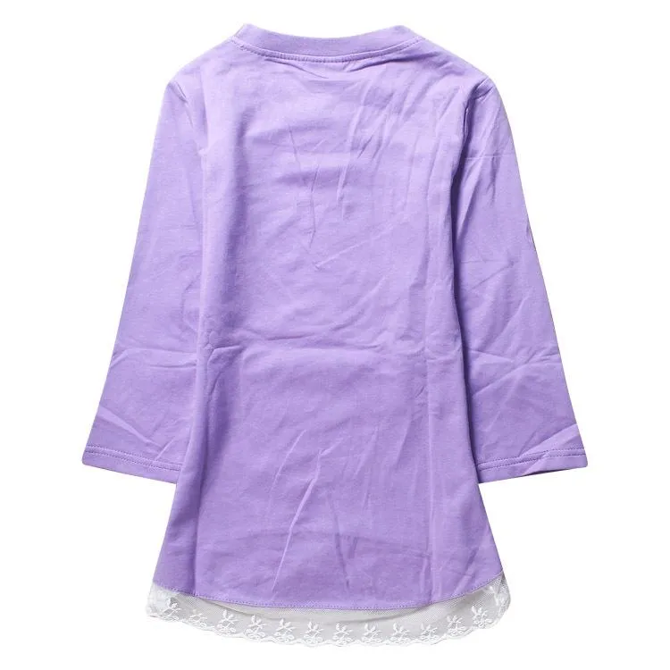 Girls Cute My Little Pony Lace Long-Sleeved Cotton T-shirt Cartoon Print Kids Clothing Ages from 2- 8yrs