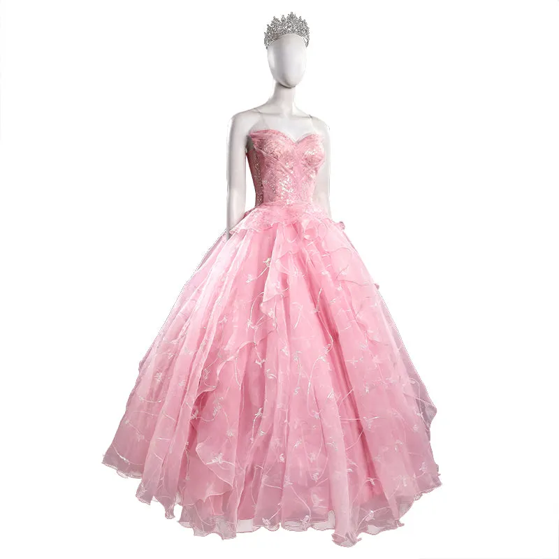 Glinda Wicked Witch Pink Wedding Dress Halloween Costume Outfit ACcosplay