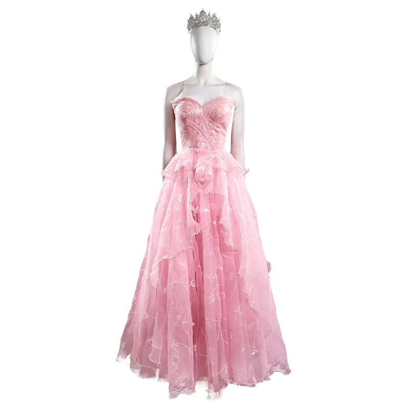 Glinda Wicked Witch Pink Wedding Dress Halloween Costume Outfit ACcosplay