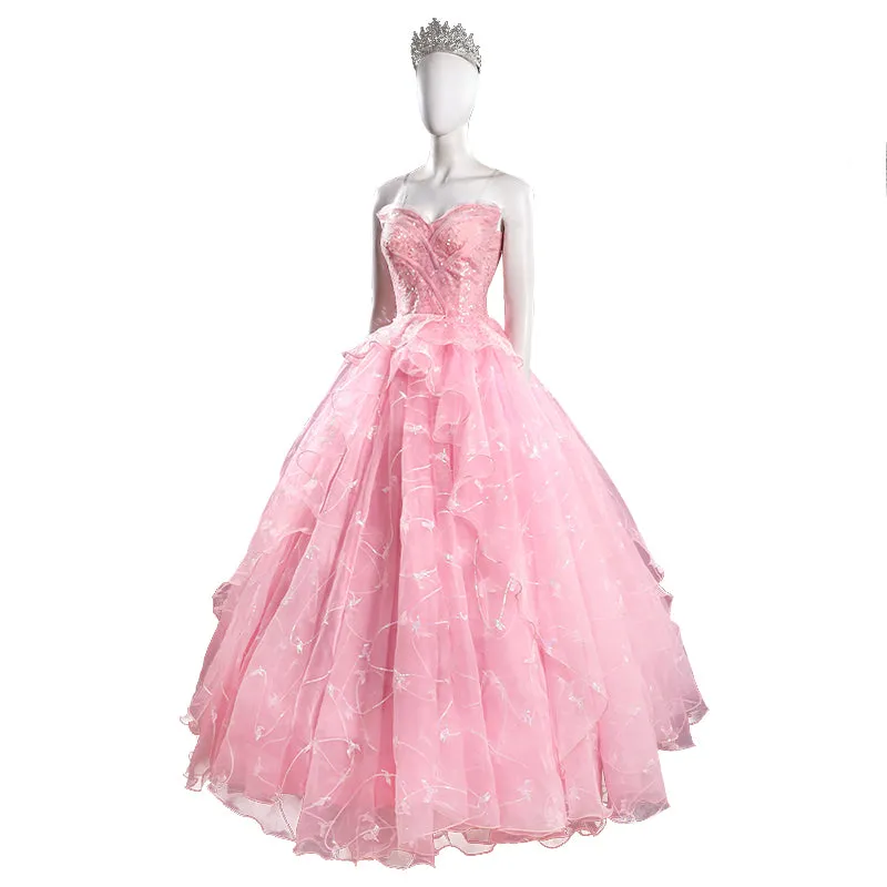Glinda Wicked Witch Pink Wedding Dress Halloween Costume Outfit ACcosplay