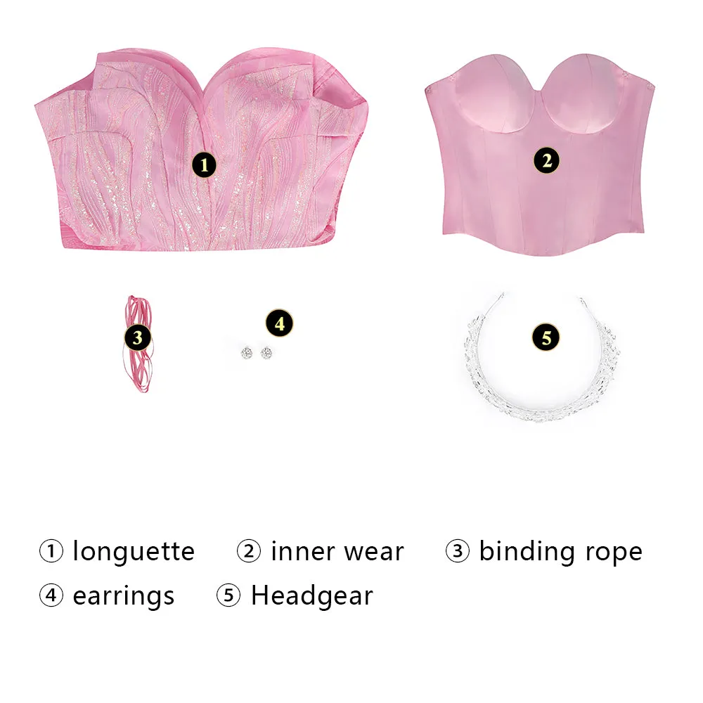 Glinda Wicked Witch Pink Wedding Dress Halloween Costume Outfit Version 2 ACcosplay