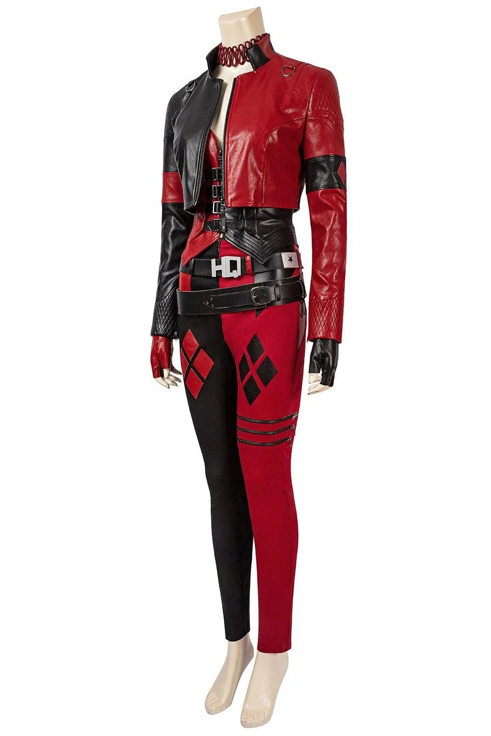 Handmade Suicide 2 Harley Quinn Full Costume | Red & Black Jester Punk Cosplay Outfit Set Options