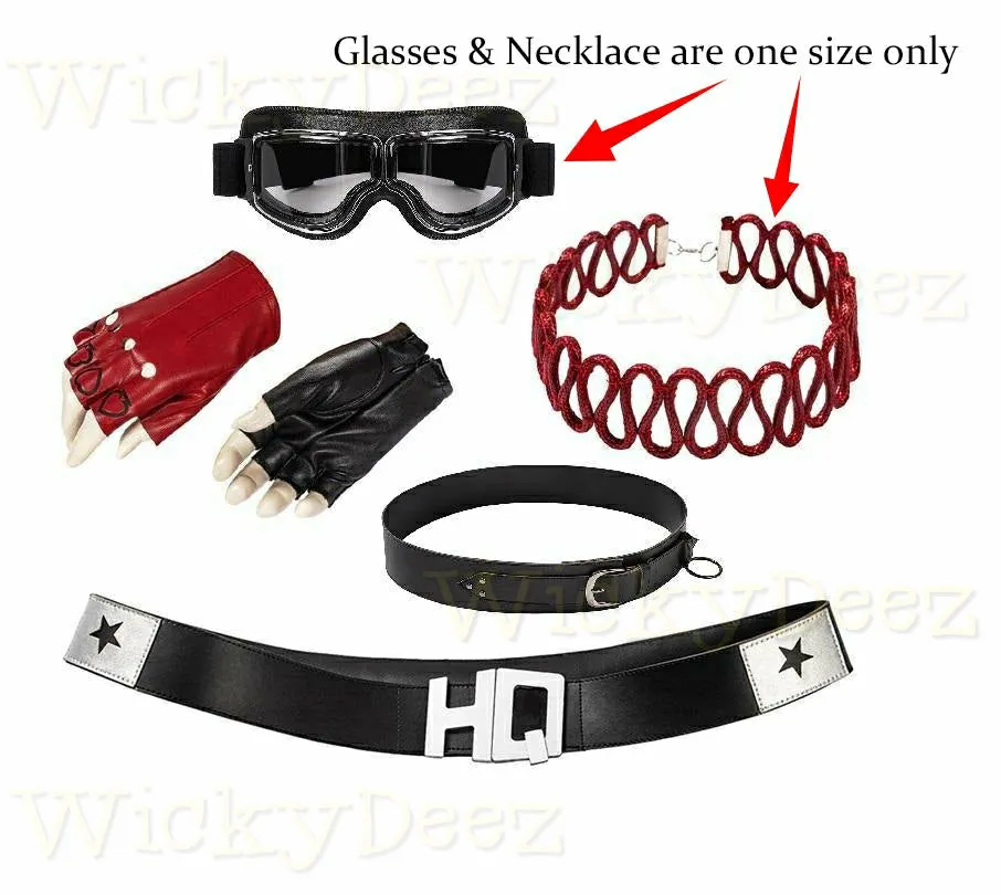 Handmade Suicide 2 Harley Quinn Full Costume | Red & Black Jester Punk Cosplay Outfit Set Options