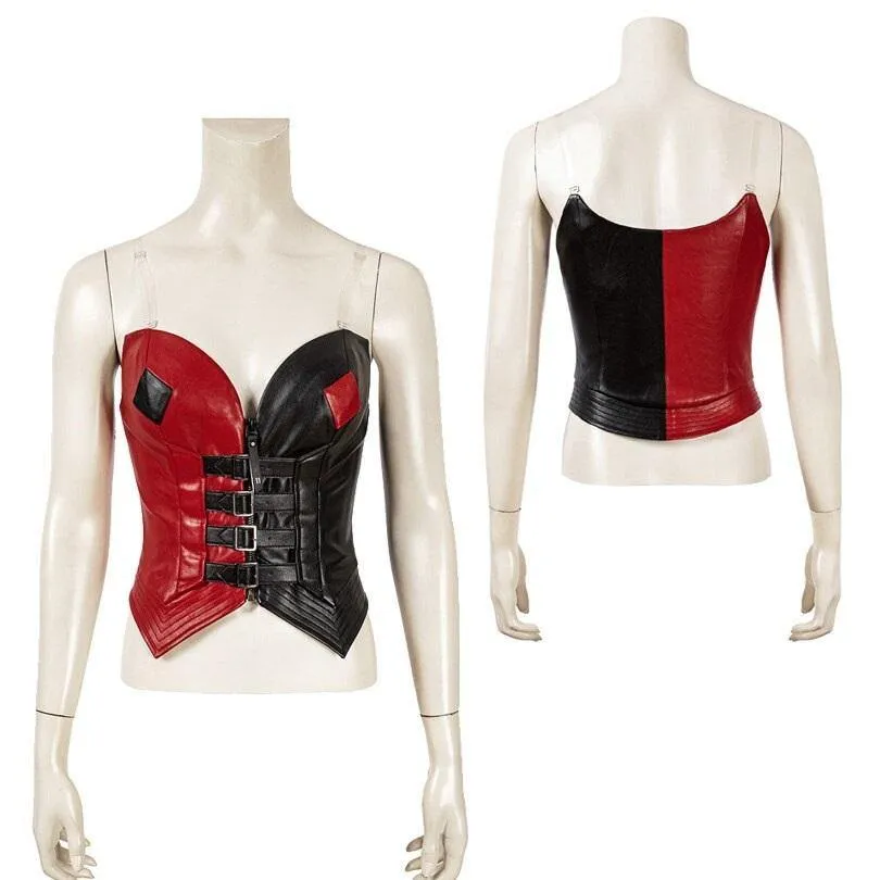 Handmade Suicide 2 Harley Quinn Full Costume | Red & Black Jester Punk Cosplay Outfit Set Options